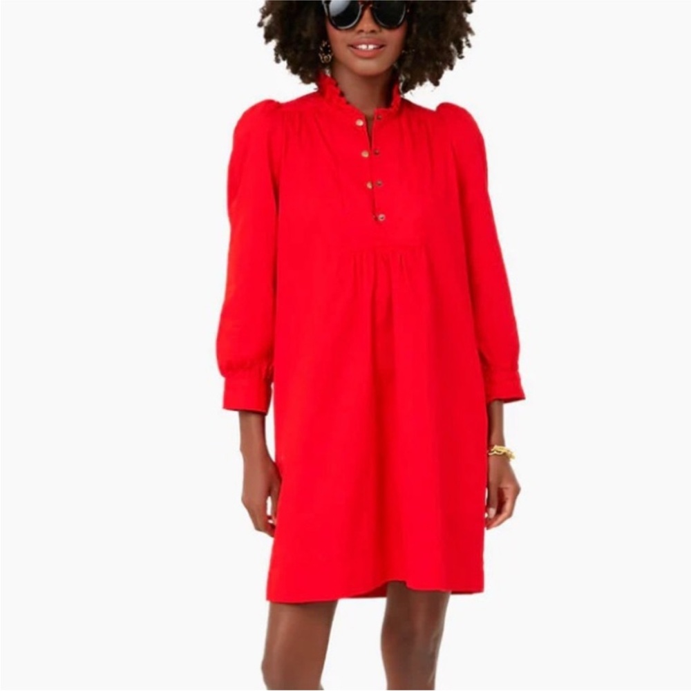 Tuckernuck Claiborne Dress Red Pomander Place Ruffle Neck